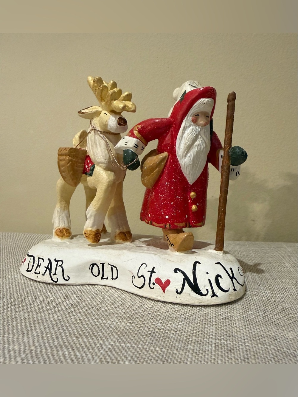 House of Hatten "Dear Old St Nick" Santa Reindeer Figurine D Calla 2000 Vintage